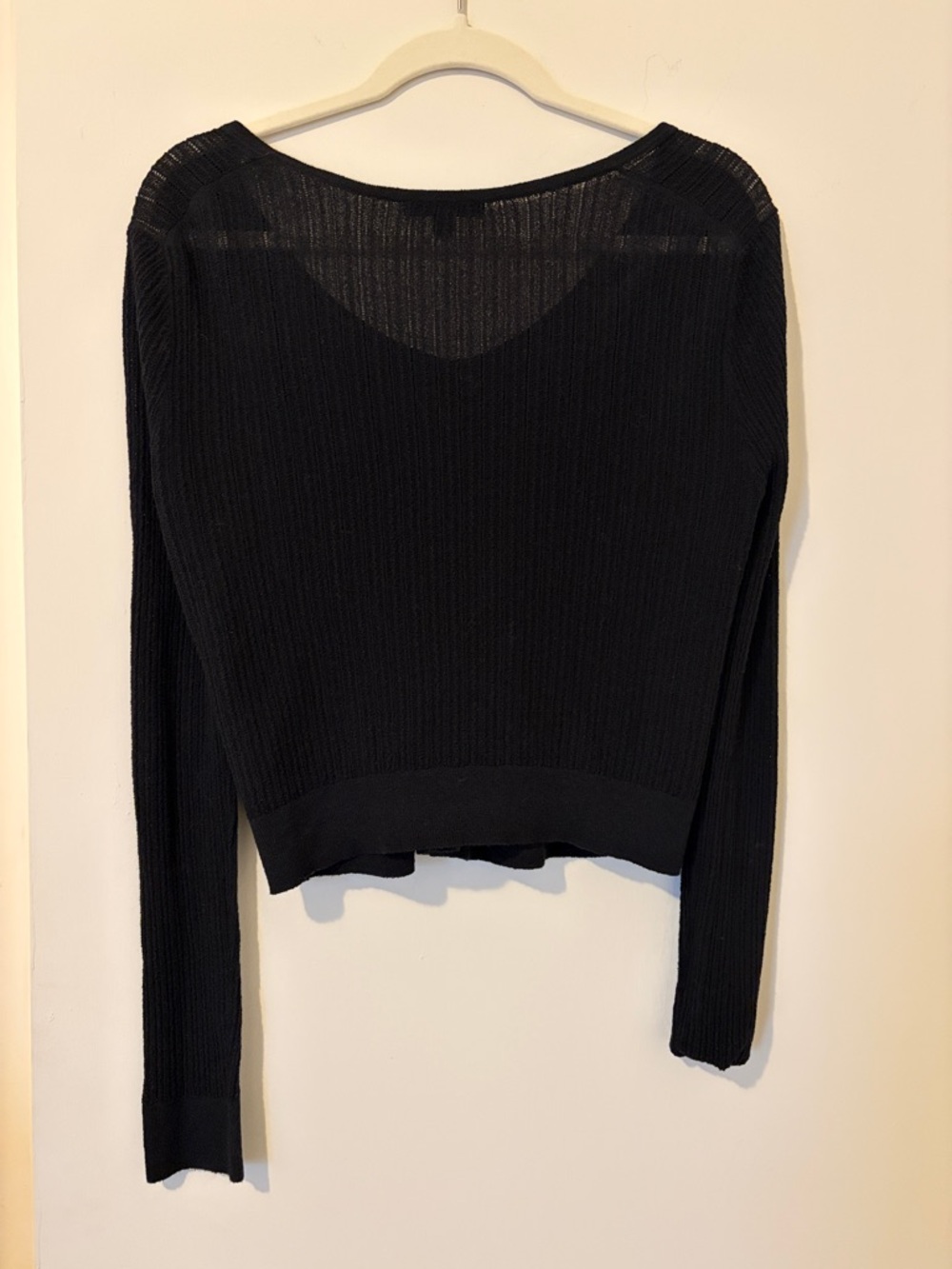 Black Ribbed Button-Up Cardigan Size Small - Picture 4 of 4